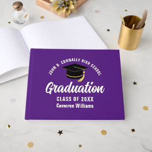 Libro De Visitas Partido de Graduación Personalizada Purple White G