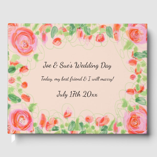 Libro De Visitas Pastel con floral (Anverso)