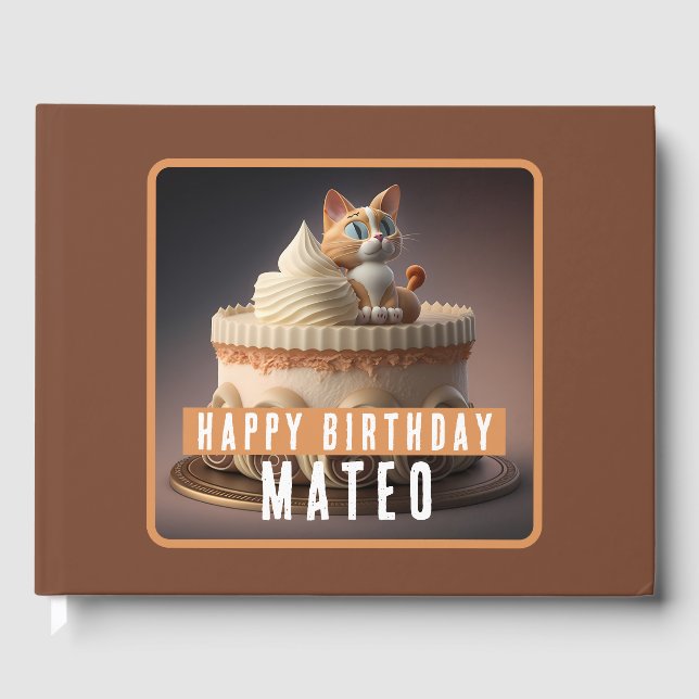 Libro De Visitas Pastel de gatitos - Cumpleaños (Anverso)