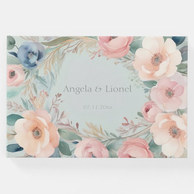 Libro De Visitas Pastel Floral Elegance Boda (Anverso)