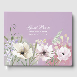 Libro De Visitas Pastel Flowers Violet Boda Guest Book
