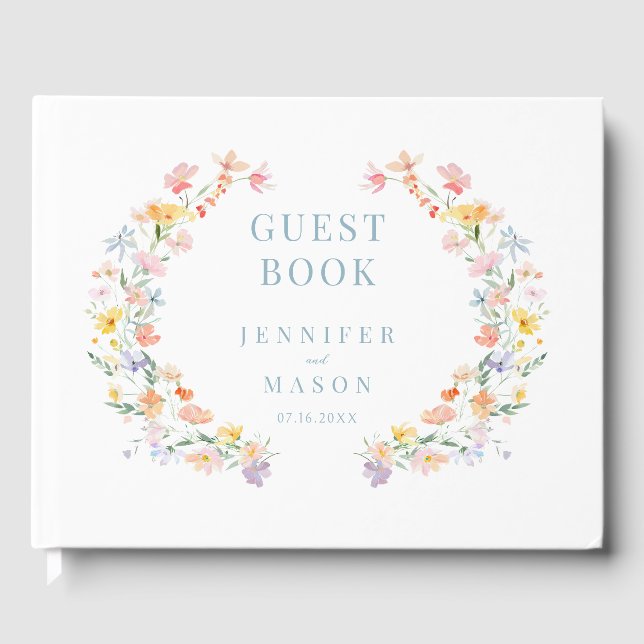 Libro De Visitas Pastel Meadow Wildflower Gift Wedding Guest Book (Anverso)