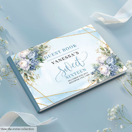 Libro De Visitas Pastel Pastel Blue Peonies Dulce Dieciséis
