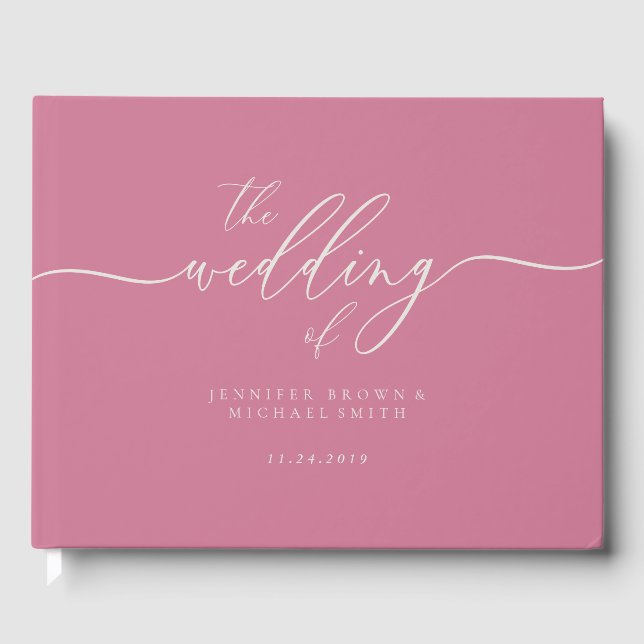 Libro De Visitas Pastel Pink Elegant Wedding Calligraphy (Anverso)