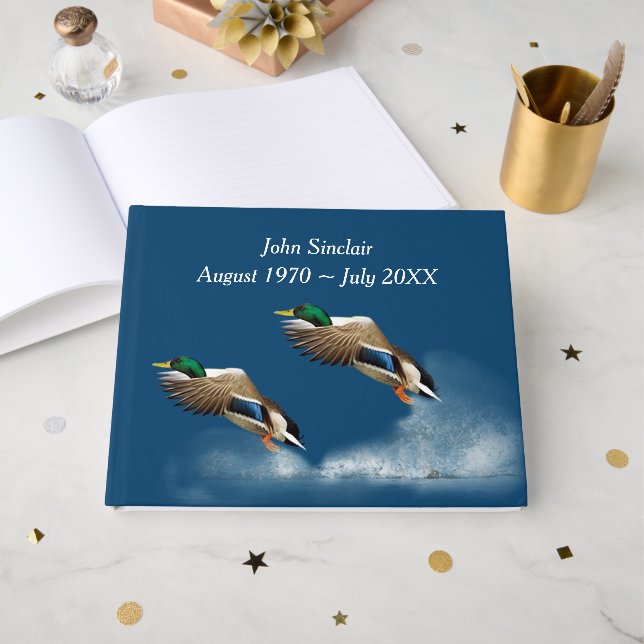 Libro De Visitas Patos Silbones Para Servicio Memorial (Anverso Abierto)
