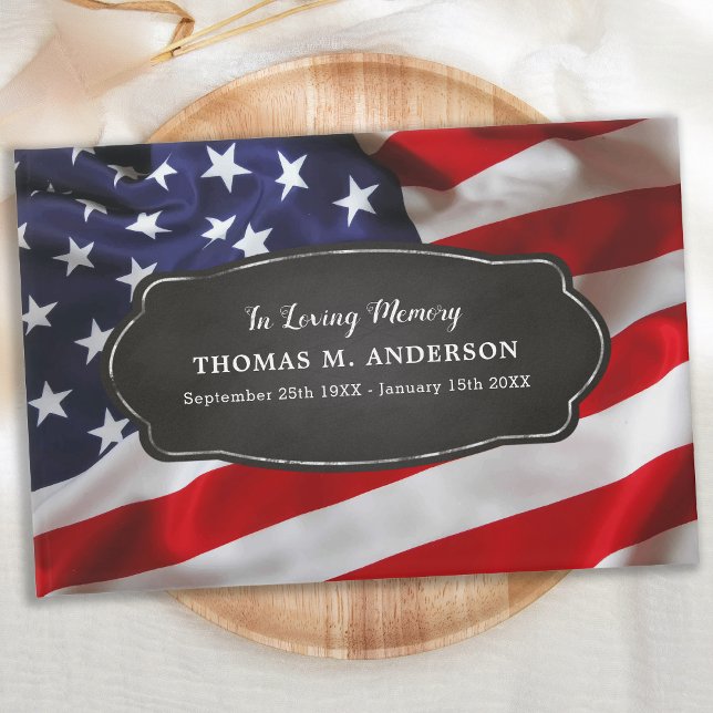 Libro De Visitas Patriotic USA Veterorial Memorial Funeral Guest Bo (Subido por el creador)
