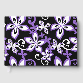 LIBRO DE VISITAS PATRÓN ALOHA HAWAII EN NEGRO Y PURPLE