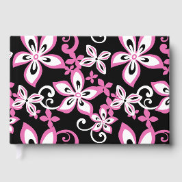 LIBRO DE VISITAS PATRÓN ALOHA HAWAII EN NEGRO Y ROSA