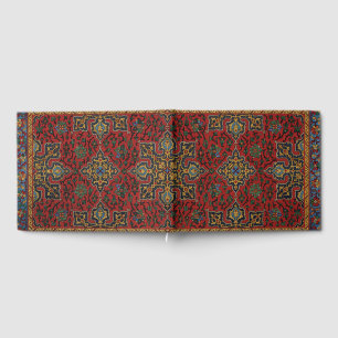 Libro De Visitas Patrón Antiguo de Alfombra Persa Rojo Azul Arabesc