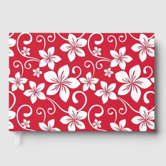 LIBRO  DE VISITAS PATRÓN AZUL HAWAII EN ROJO (Anverso)