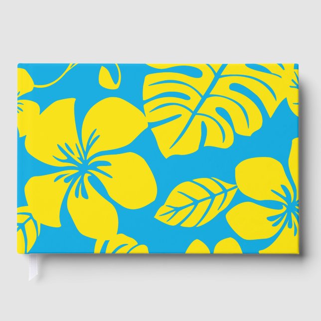 LIBRO  DE VISITAS PATRÓN BIKINI ROSA EN AZUL Y AMARILLO (Anverso)