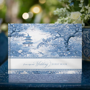 Libro De Visitas Patrón Chinoiserie y borde geométrico ID1094