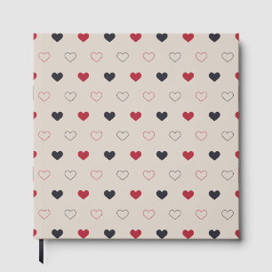 Libro De Visitas Patrón continuo de corazón beige y rojo Diseño min