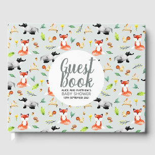 Libro De Visitas Patrón de animales de bosque neutro de género Baby