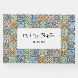 Libro De Visitas Patrón de baldosas italianas de acuarela romántica