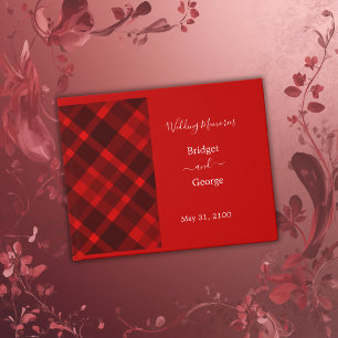 Libro De Visitas patrón de boda de tartán celta negro rojo