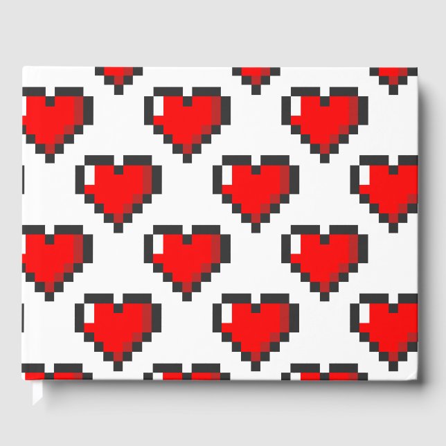 Libro De Visitas Patrón de corazón de píxel (Anverso)