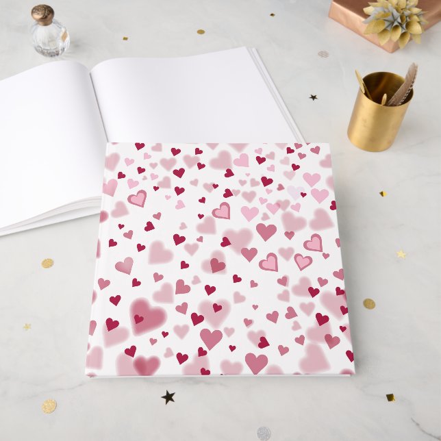 Libro De Visitas Patrón de Corazones Encantadores Rosa (Anverso Abierto)