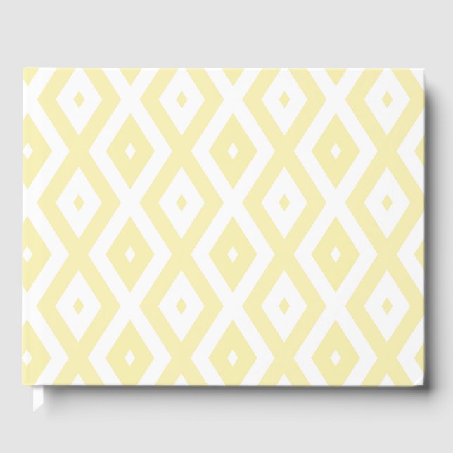 Libro De Visitas Patrón de diamante amarillo y blanco pálido (Anverso)