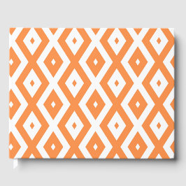 Libro De Visitas Patrón de diamante blanco y naranja