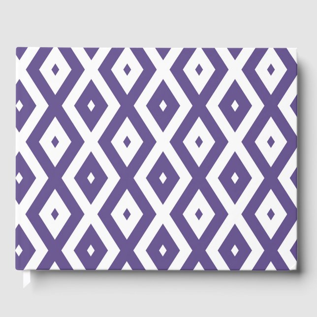 Libro De Visitas Patrón de diamante ultravioleta y blanco (Anverso)