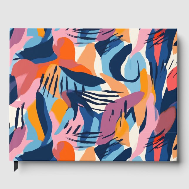 Libro De Visitas Patrón de Formas Abstractas Modernas Vibrantes (Anverso)