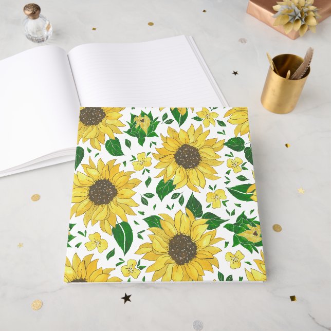 Libro De Visitas Patrón de girasol en acuarela (Anverso Abierto)