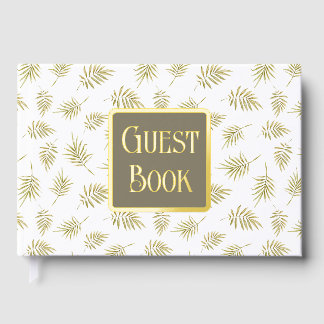 Libro De Visitas Patrón de hojas de follaje boda real en el país de