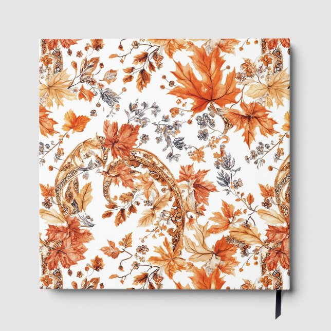 Libro De Visitas Patrón de hojas de otoño (Reverso )