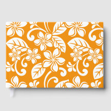 PATRÓN DE LA ISLA PLUMERIA EN NARANJA