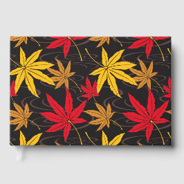 LIBRO DE VISITAS PATRÓN DE MAPLE JAPONÉS EN NEGRO