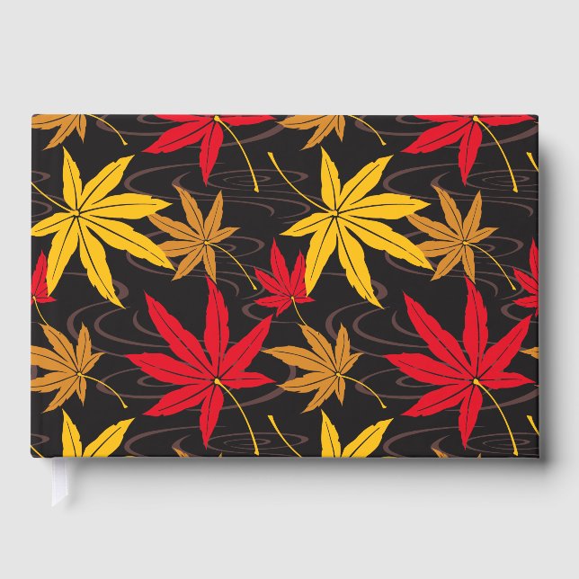 LIBRO  DE VISITAS PATRÓN DE MAPLE JAPONÉS EN NEGRO (Anverso)