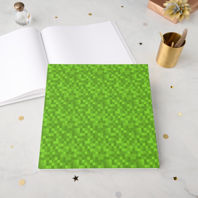 Libro De Visitas Patrón de píxel verde retro de 8 bits para juegos (Anverso Abierto)