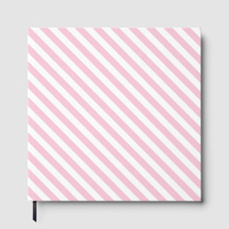 Libro De Visitas Patrón de rayas diagonales blancas y rosas