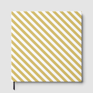 Libro De Visitas Patrón de rayas diagonales doradas y blancas
