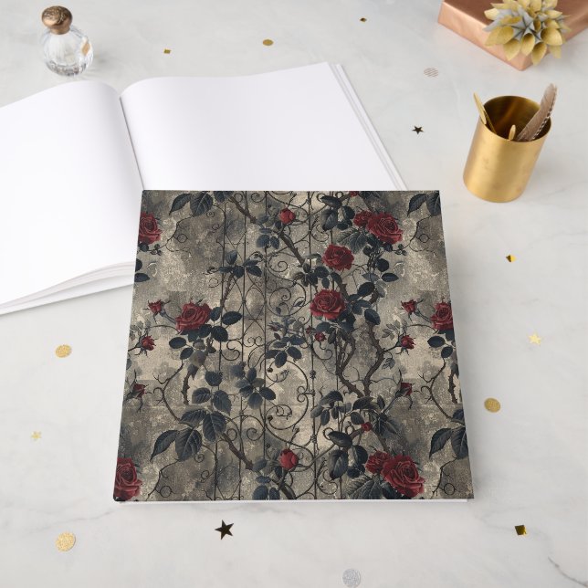 Libro De Visitas Patrón de Rosas de Jardín Gótico de Victoria (Anverso Abierto)