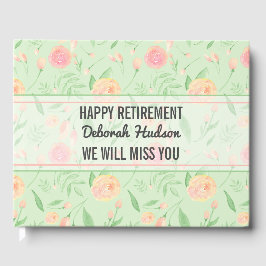 Libro De Visitas Patrón floral de acuarela de retiro feliz