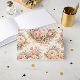 Libro De Visitas Patrón floral de rosa vintage | Pastel elegante