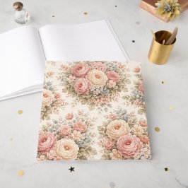 Libro De Visitas Patrón floral de rosa vintage | Pastel elegante