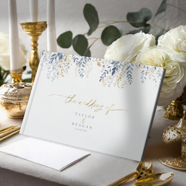 Libro De Visitas Patrón floral dulce Dusty Blue Gold ID1045 (Subido por el creador)