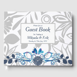 Libro De Visitas Patrón floral gris azul escandinavo