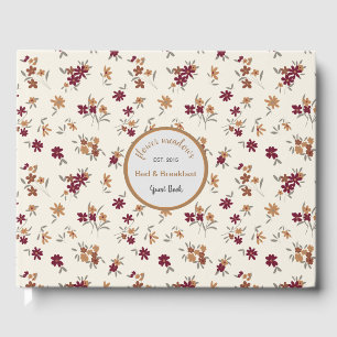 Libro De Visitas Patrón floral marrón dorado de Dainty Gold