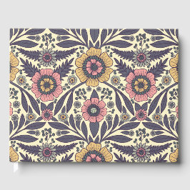 Libro De Visitas Patrón floral rosa y azul sin problemas