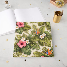 Libro De Visitas Patrón floral tropical – Hibisco, Monstera 