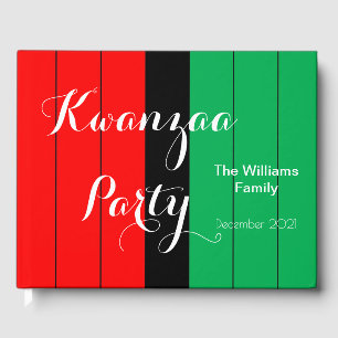 Libro De Visitas Patrón rayado Kwanzaa Red Black Green Kinara