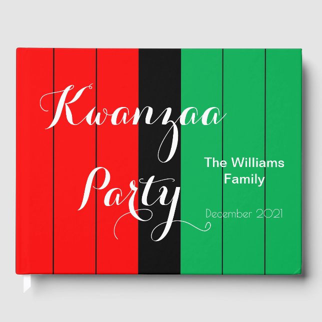 Libro De Visitas Patrón rayado Kwanzaa Red Black Green Kinara (Anverso)