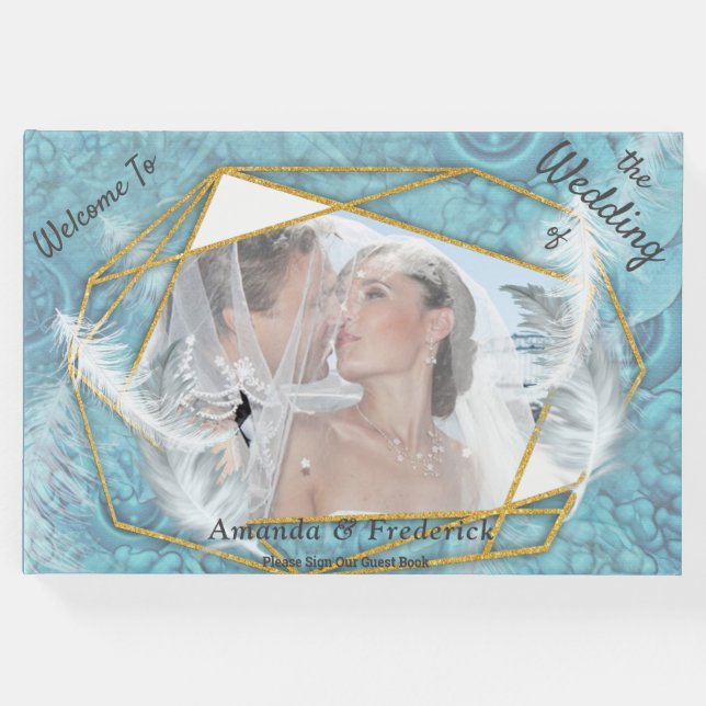 Libro De Visitas Patrón sedoso azul mixto con chispas blancas (Anverso)