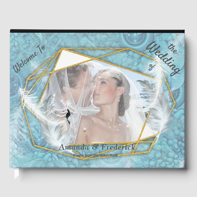 Libro De Visitas Patrón sedoso azul mixto con chispas blancas (Anverso)