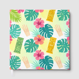 Libro De Visitas Patrón Tiki Hawaiano Tropical para Bodas Fiestas