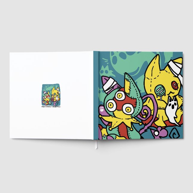 Libro De Visitas Paw-sitively Frightful | Monstrous Cats Halloween  (Lleno)